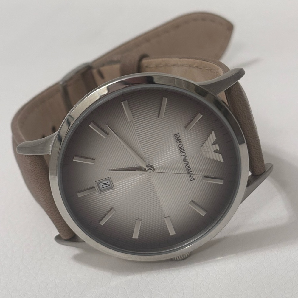 Emporio Armani Taupe and Silver Watch